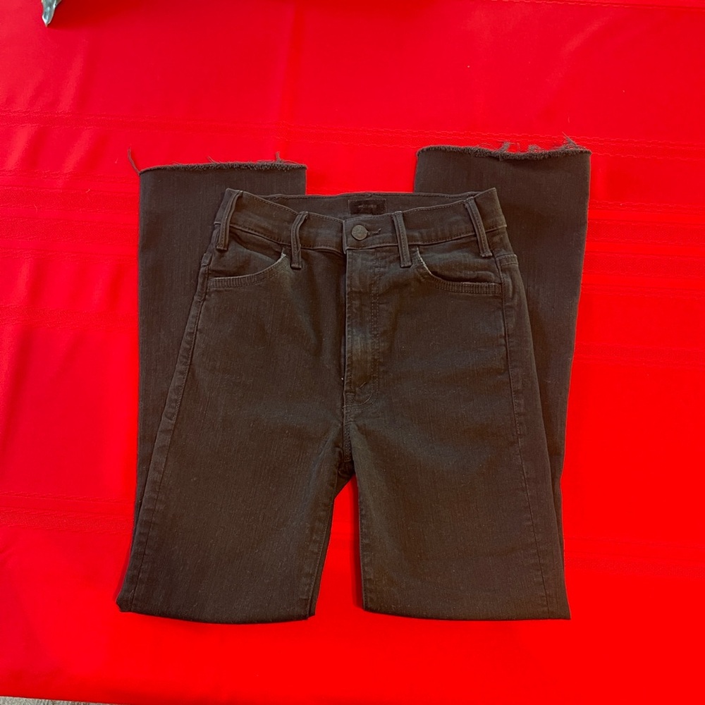 MOTHER Black The Hustler Ankle Fray Jeans size 24